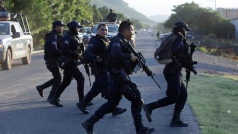 Police in El Aguaje, Mexico. Photo: 14 October 2019