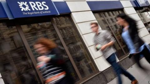 People walking past RBS branch