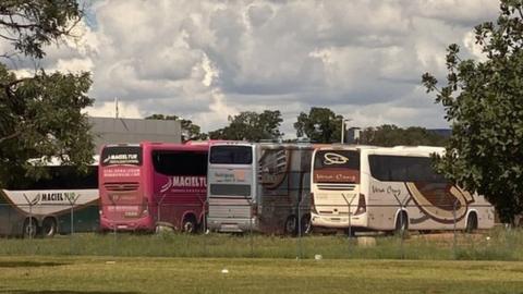 The fleet of buses seized by authorities