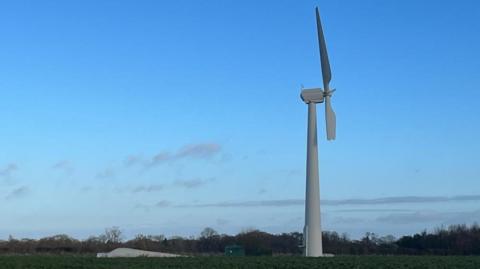 Turbine stands with broken blade.