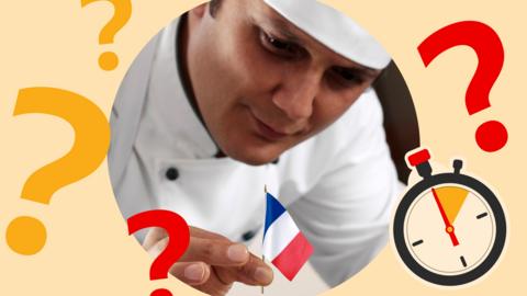 A chef with a French flag on a cocktail stick