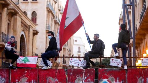 People protest in Beirut, Lebanon. Photo: March 2021