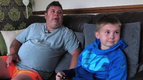 Stuart Gumm says his son Carwyn, 12, gives him "fight"