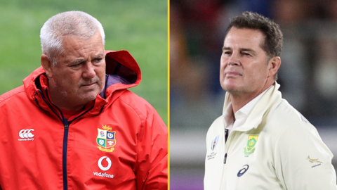 A split picture of Warren Gatland and Rassie Erasmus