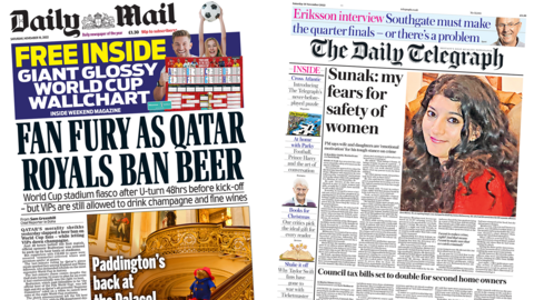 The Daily and the Daily Telegraph front page