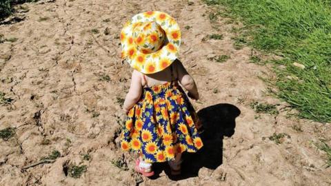 Girl walking on a path