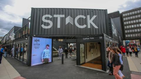 The original Stack container village on Pilgrim Street