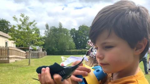 Five-year-old Reuben playing at Exning Primary School