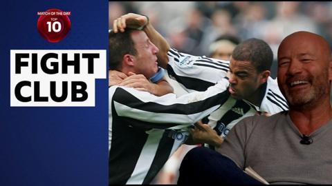 Lee Bowyer and Kieron Dyer fight, as Alan Shearer laughs