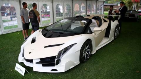 A Lamborghini Veneno Roadster, part of a collection of luxury cars owned by Teodorin Nguema Obiang