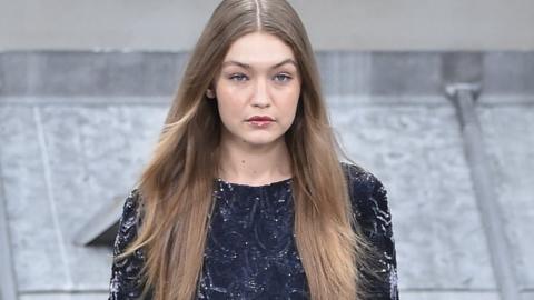 Gigi Hadid on the runway of the Chanel fashion show