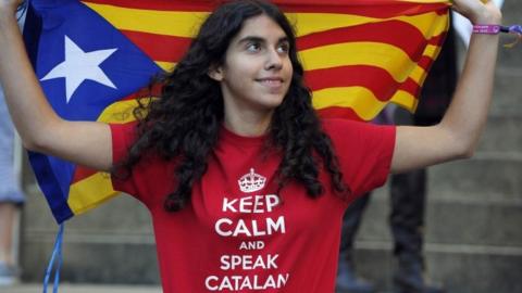 Pro-independence Catalan demonstrator, 21 September