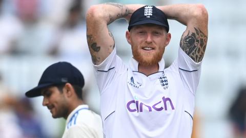 Ben Stokes puts his hands on his head