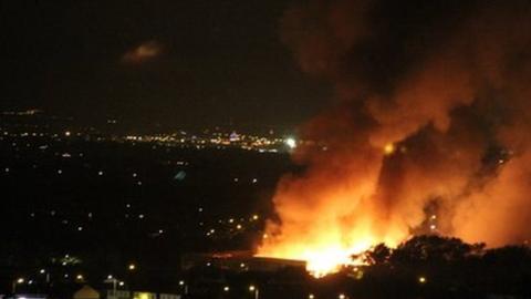 Fire at a recycling plant in Bredbury