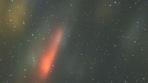 Light pillars above Rhigos mountain