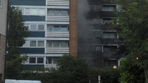 Fire damage at block of flats