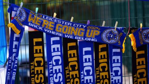 Leicester scarves on sale before their home game with West Brom