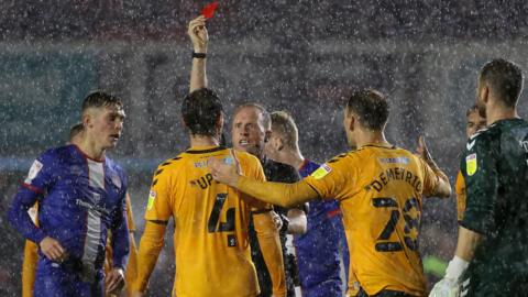 Ed Upson is sent off
