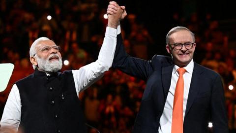 India's Prime Minister Narendra Modi and Australia's Prime Minister Anthony Albanese