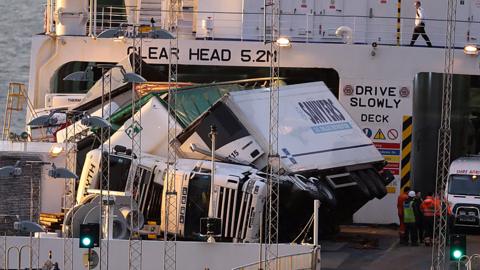 Toppled lorry