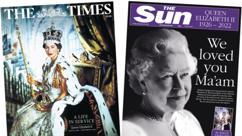 The Times and the Sun front pages