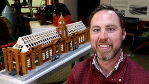 Tyler Lawler and his model of Nottingham railway station