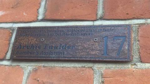 Memorial brick on King's Rd house, St Albans