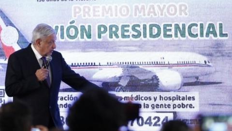 The president of Mexico, Andres Manuel Lopez Obrador, speaks during his daily press conference at the National Palace in Mexico City