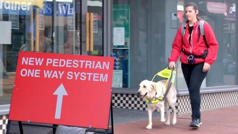 The RNIB say social distancing measures in the high street are causing anxiety for blind and partially sighted people.