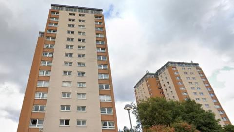 The fire was at a block of flats in Ruby Street in the Dalmarnock area of Glasgow