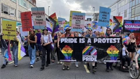 People march at Southampton's Pride parade
