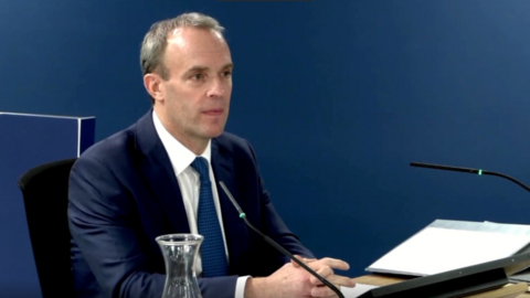 Dominic Raab gives evidence to the UK Covid inquiry