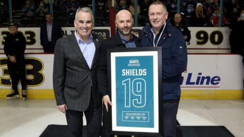 Belfast Giants hero Colin Shields at Friday's pre-match ceremony