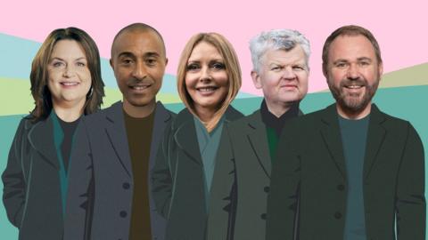 Ruth Jones, Colin Jackson, Carol Vorderman, Adrian Chiles, Scott Quinnell