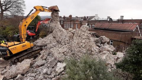Removal of collapsed castle wall