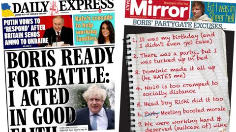Daily Express and Daily Mirror front pages