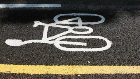 Cycle path with bike symbol