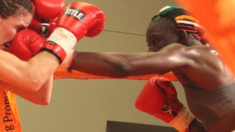 Zambian boxer Catherine Phiri in action