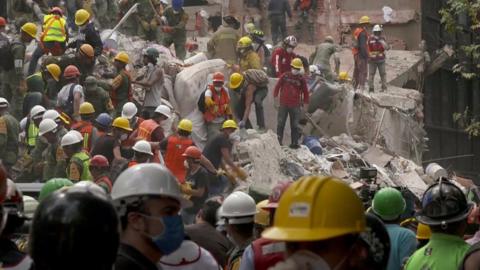 Rescuers in Mexico City