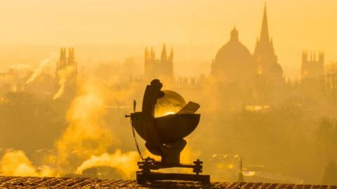 Campbell-Stokes sunshine recorder on the roof of the Engineering Science building, Oxford, the longest sunshine record in the world