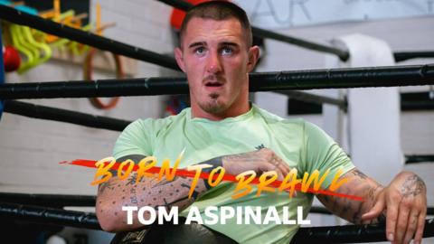 Tom Aspinall in profile with Born to Brawl graphic