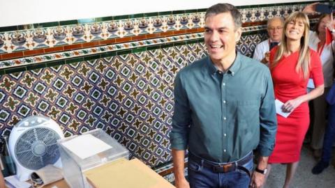 Spain's Socialist leader and Prime Minister Pedro Sanchez votes during the general snap election in Madrid, Spain, July 23, 2023