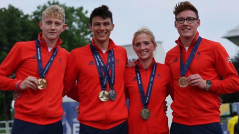 Great Britain's winning modern pentathlon team