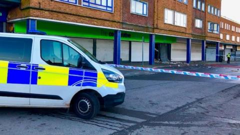 police car on Countisbury Avenue, Cardiff