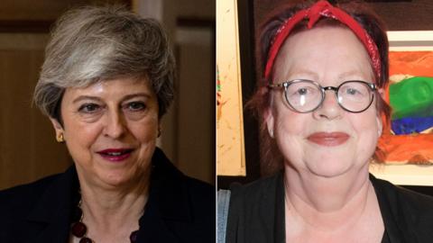 Theresa May and Jo Brand