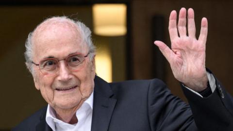 Sepp Blatter arrives at court in Switzerland