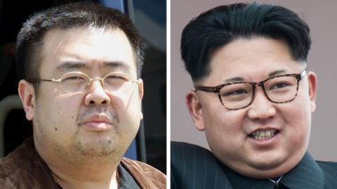 Composite image of the late Kim Jong-nam (L) and his brother North Korean leader Kim Jong-un (R)