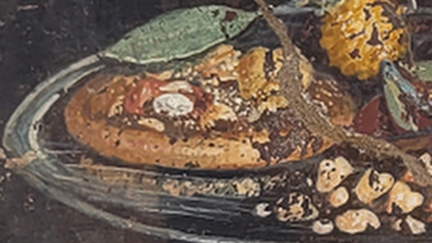 A newly-excavated fresco in Pompeii depicting a flatbread which could be the precursor to the modern-day pizza