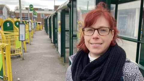 Linda Snelling at Yeovil bus station