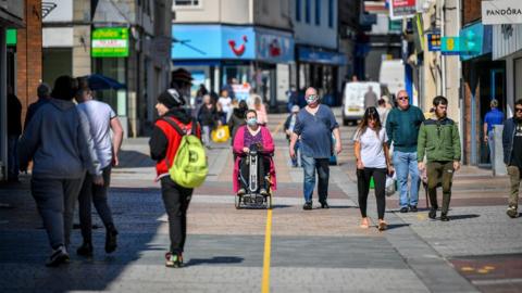 Merthyr Tydfil high street shoppers